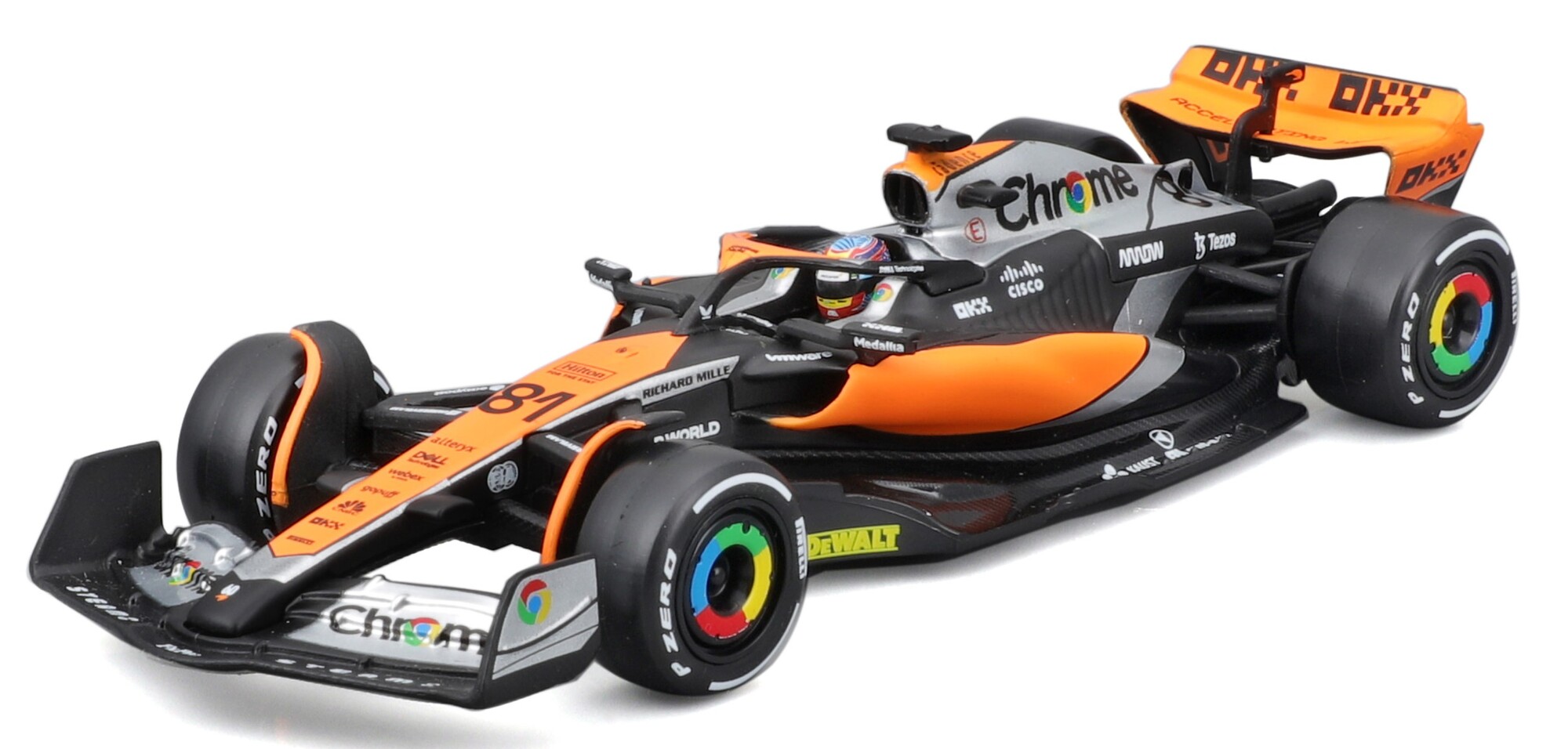 Bburago 1:43 RACE Formula F1 - McLaren F1 Team MCL38 (2024) #81 (Oscar Piastri) - with dri