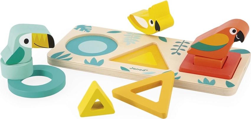 Janod Drevená vkladačka Vtáci Tropik