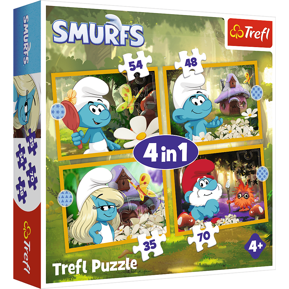 Trefl Puzzle 4v1 Život v šmolkovskej dedinke