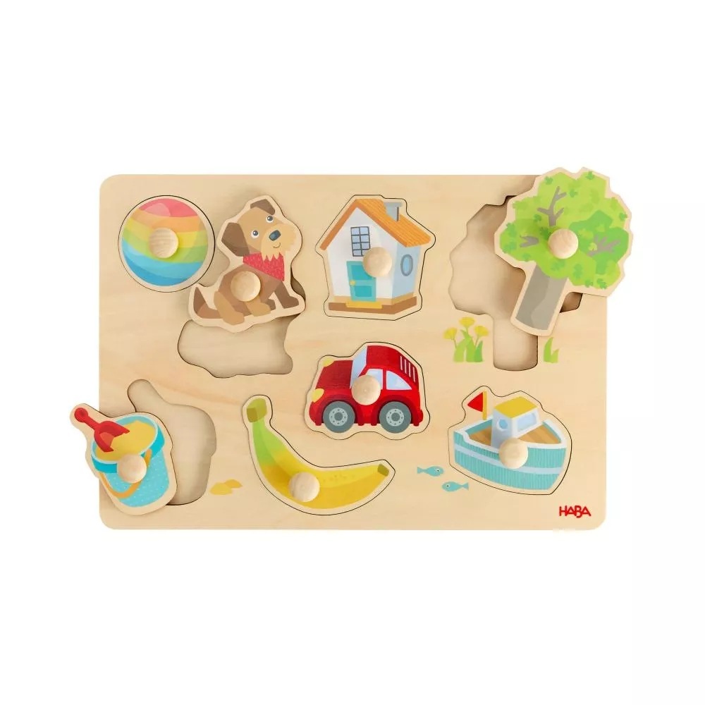 Haba Drevené vkladacie puzzle s úchytom Prvé slová