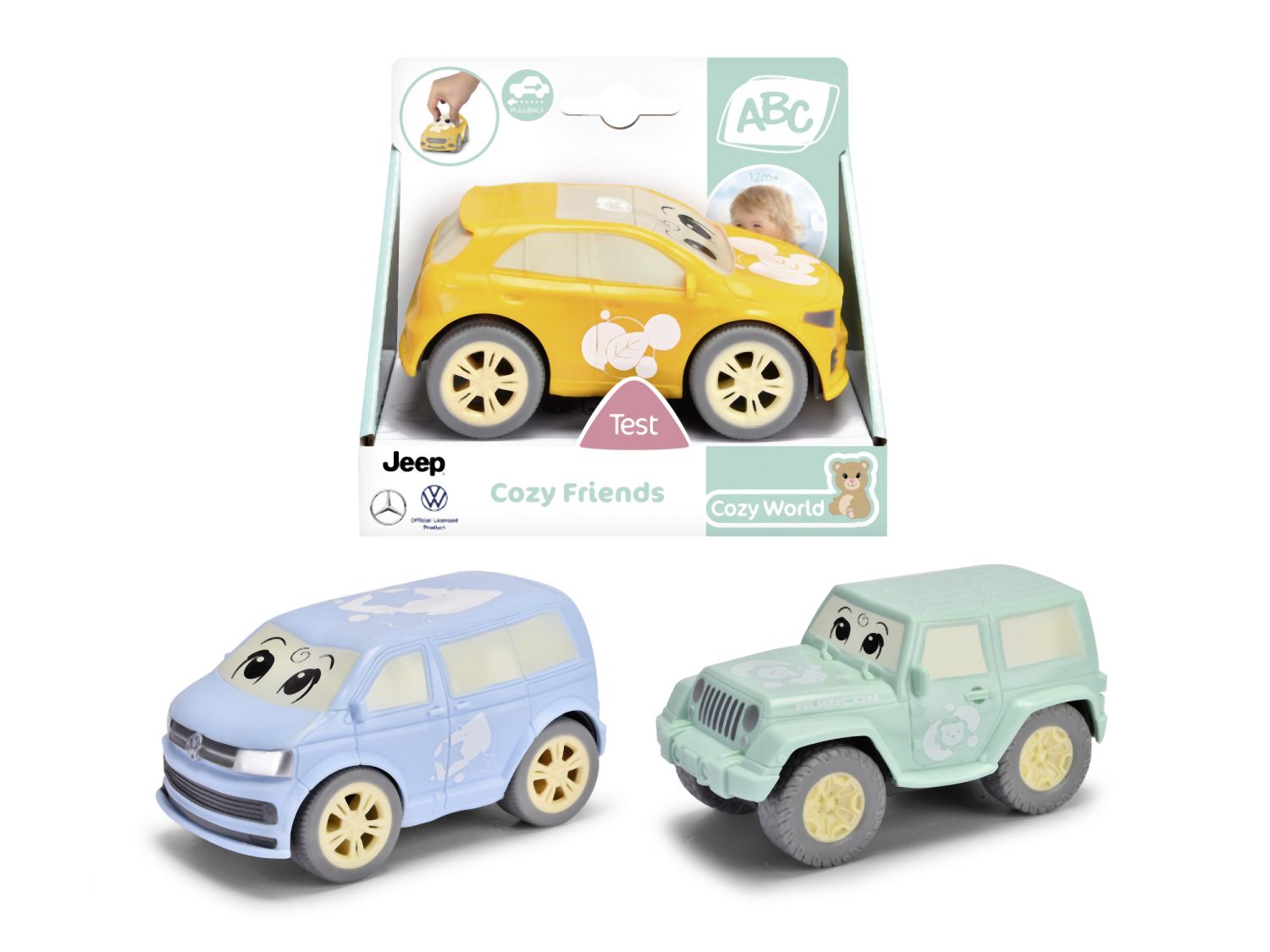 Dickie ABC Cozy Friends auto 11 cm, 3 druhy