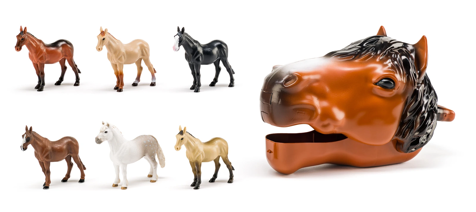 Konská hlava s figúrkami koní, 6ks