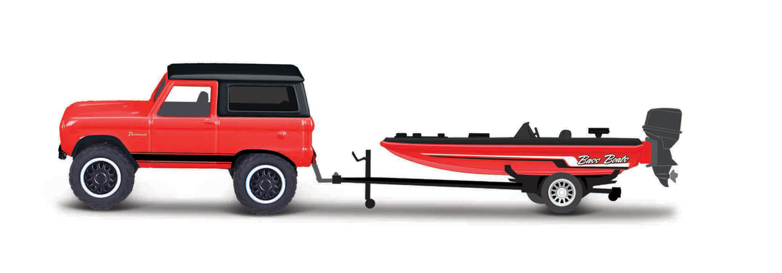 Maisto - Design Tow & Go, 1966 Ford Bronco Trailer with Bass Boat, 1:64