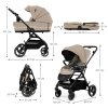 KINDERKRAFT SELECT Kočík kombinovaný Yoxi 2v1 (Variant Sand Beige, Farba Béžová)
