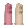 PETITE&MARS Sada silikónových zubných kefiek na prst  2 ks 0m+ (Variant rose&sand)