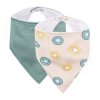 PETITE&MARS Podbradník bandana Luke 2 ks Beige Kiwis&Misty Green 3m+