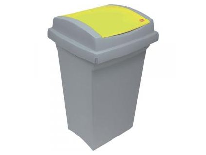 Odpadkový kôš na triedenie odpadu - plastový, so žltým vekom, 50 l