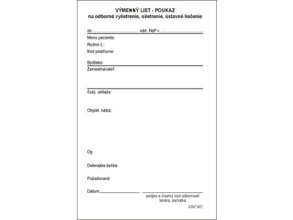 Výmenný list - poukaz  A6 /100/  602