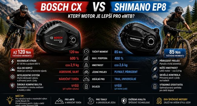 Bosch vs Shimano EP8: Který motor je lepší pro eMTB?