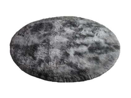 Tmavosivý okrúhly shaggy koberec Ombre
