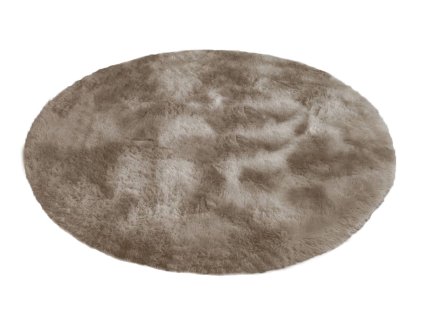 Béžový okrúhly shaggy koberec Ombre