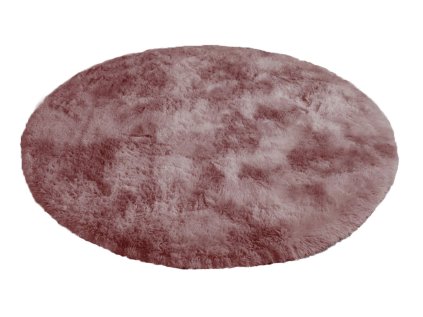 Ružový okrúhly shaggy koberec Ombre