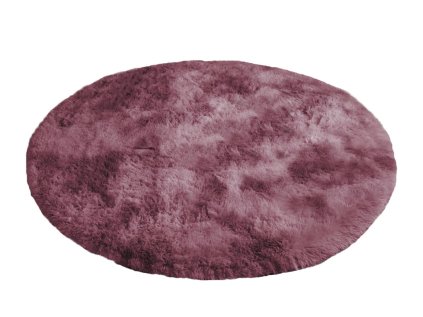 Tmavoružový okrúhly shaggy koberec Ombre