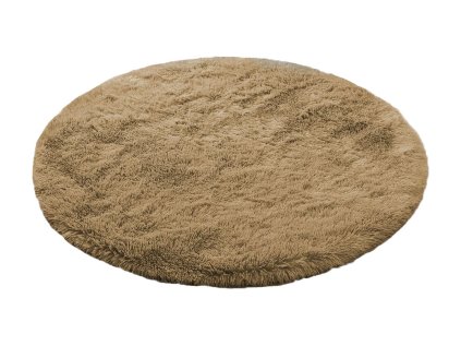 Hnedý okrúhly shaggy koberec Lana
