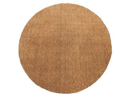 Okrúhly hnedý shaggy koberec Kamel