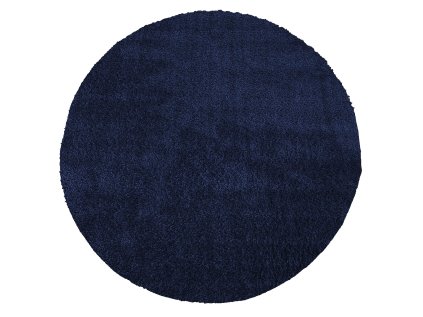 Okrúhly tmavomodrý shaggy koberec Kamel