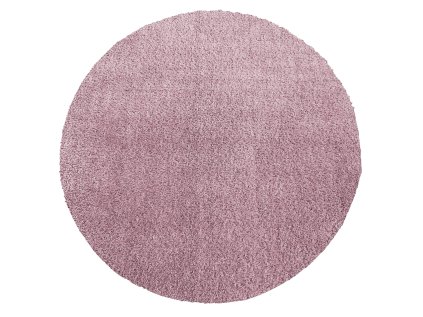 Okrúhly ružový shaggy koberec Kamel