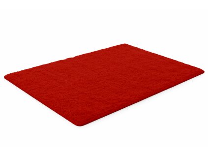 Červený obdĺžnikový shaggy koberec Lana