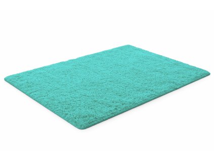 Tyrkysový obdĺžnikový shaggy koberec Lana