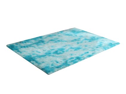Modrý obdĺžnikový shaggy koberec Ombre