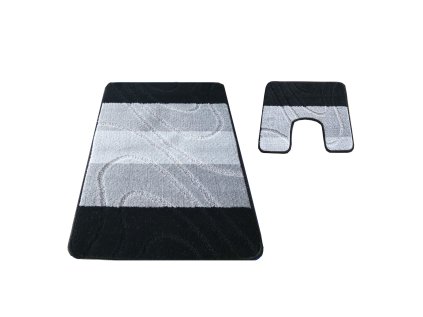 Kúpeľňová sada koberčekov s výrezom Montana 05 - čierna