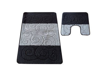 Kúpeľňová sada koberčekov s výrezom Sile - čierna