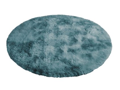 Tmavomodrý okrúhly shaggy koberec Ombre
