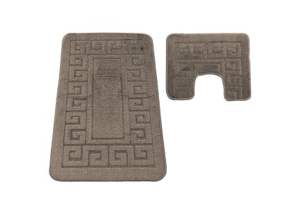 Kúpeľňová sada koberčekov s výrezom Montana Ethnic - tmavohnedá