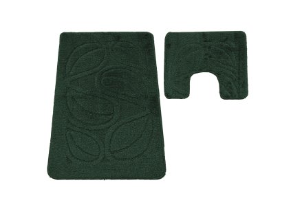 Kúpeľňová sada koberčekov s výrezom Flora - tmavozelená