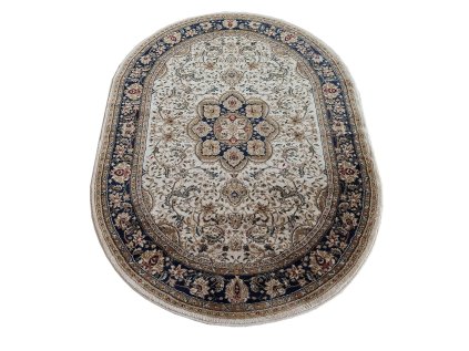 Krémový oválny orientálny koberec Exclusiv 03 N