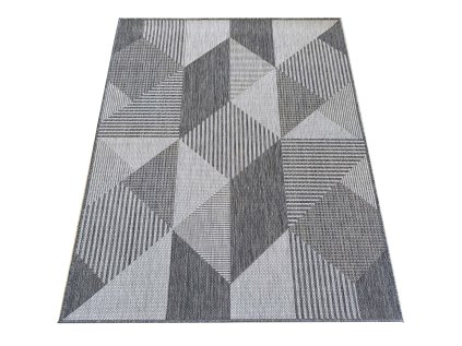 Sivý obojstranný koberec s geometrickým vzorom Zara 16