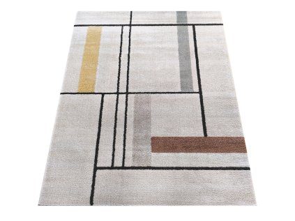 Béžový koberec s geometrickým vzorom Ladon 02