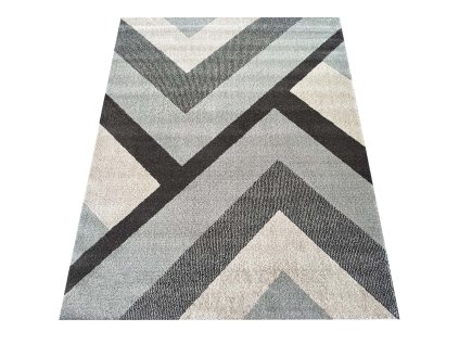 Moderný sivý koberec s geometrickým vzorom Ladon 04