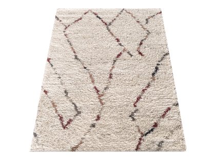 Krémový shaggy koberec s abstraktným vzorom Santo 04