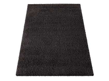 Antracitový jednofarebný shaggy koberec Santo