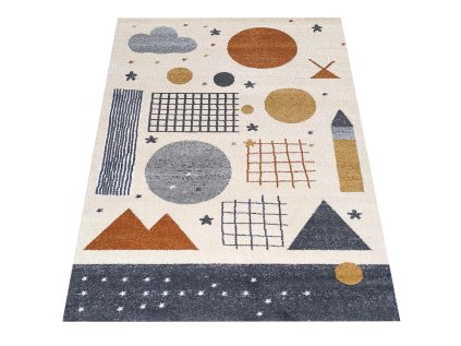 Detský farebný koberec s geometrickými vzormi Lovi 01