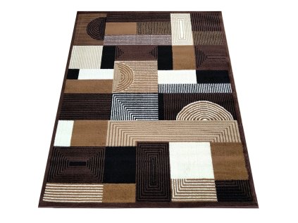 Hnedý koberec s geometrickým vzorom Alfa 18