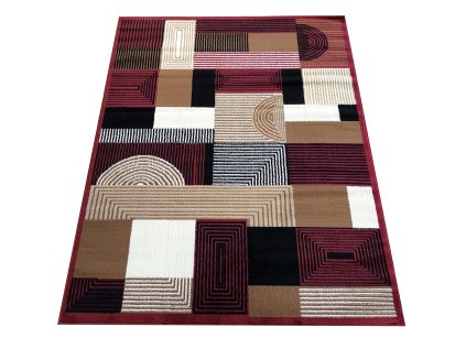 Červený koberec s geometrickým vzorom Alfa 18