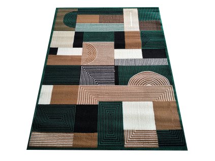 Zelený koberec s geometrickým vzorom Alfa 18