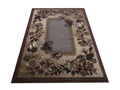 Hnedý koberec s kvetinovým vzorom Alfa 01
