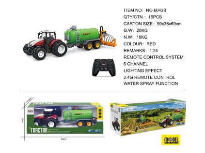 Červený R/C traktor s cisternou