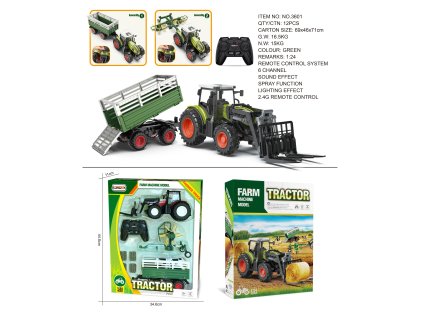 Traktor zelený R/C + príslušenstvo