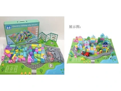 Drevené mestské tehly so železnicou