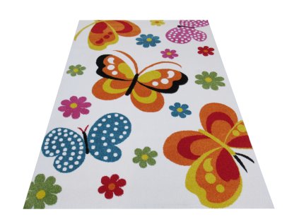 Detský krémový koberec s motívom Motýle 14