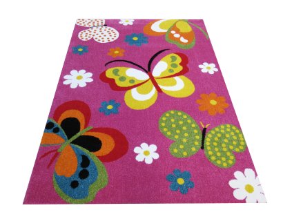 Detský ružový koberec s motívom Motýle 14