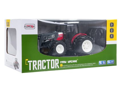 Traktor + buldozér R/C 1:24 červený