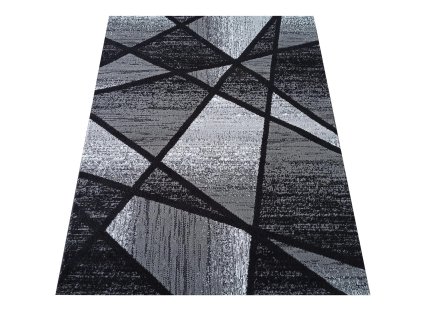 Čierno-sivý koberec s geometrickým vzorom Soho 06