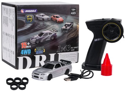 R/C Drift Car 1:43 Silver + príslušenstvo