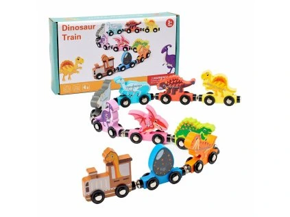 Drevený magnetický vlak Dinosaury