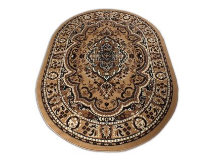 Oválny orientálny hnedý koberec Alfa 06